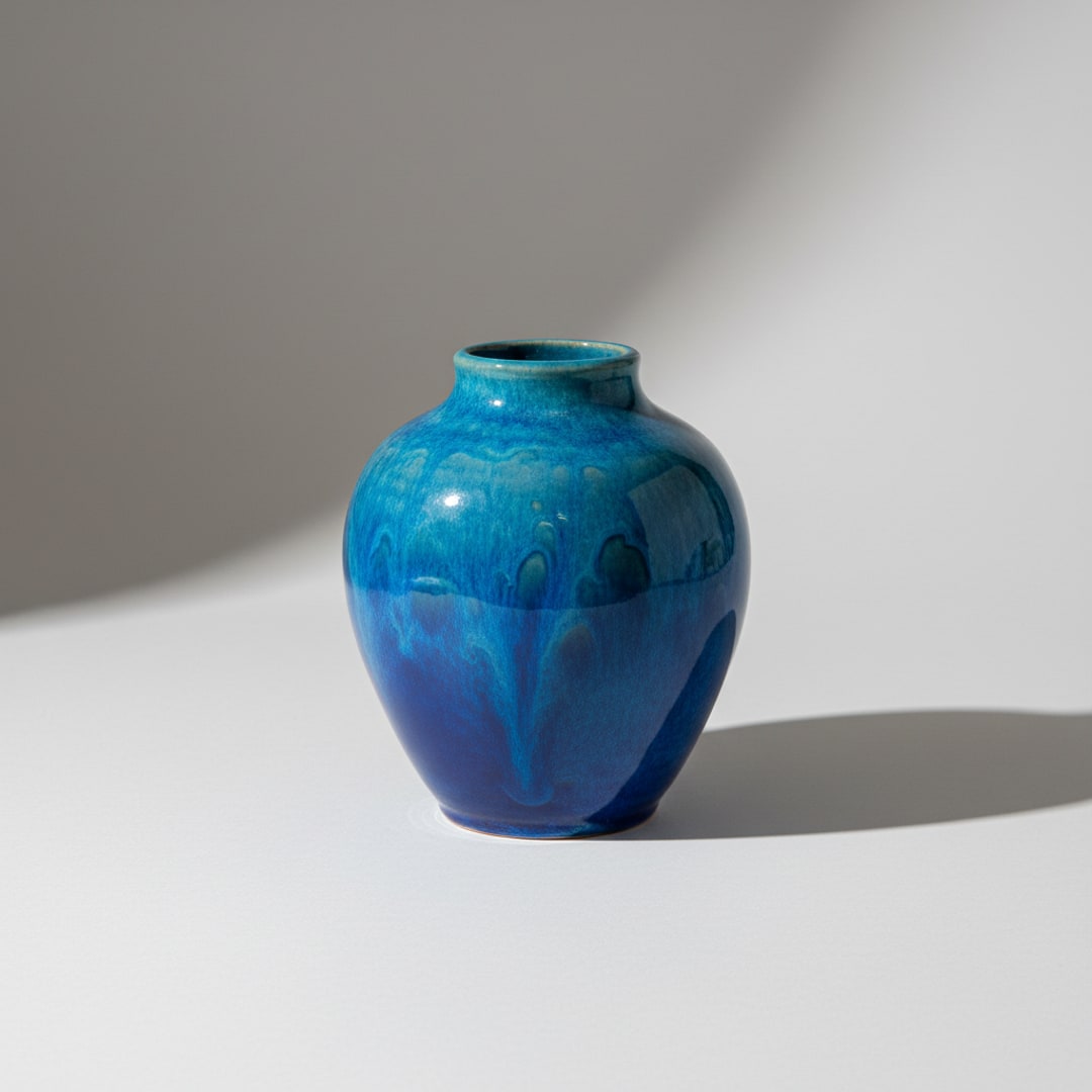 Hand-Glazed Ceramic Vase, Coastal Blue